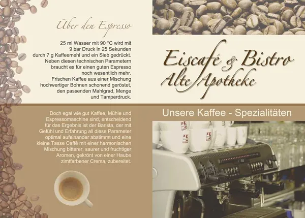 Gestaltete Kaffee- und Getränkekarte